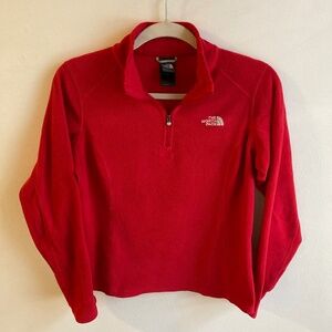 The North Face Red 1/4 Zip Fleece Embroidered Woman's Size Small